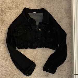 Black Cropped Denim Jacket